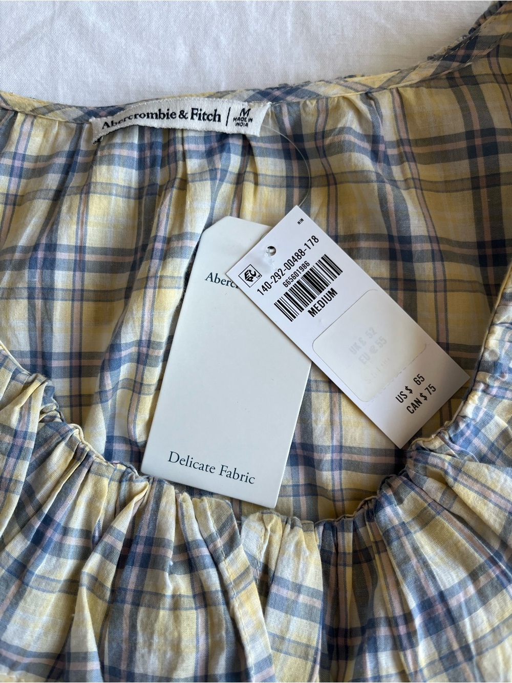 Abercrombie & Fitch Yellow and Blue Plaid Scoop Neck Tank - Picture 5 of 5